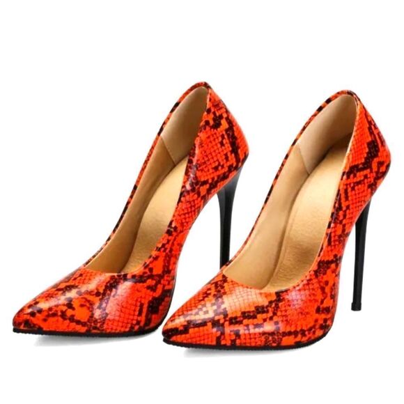 DAILY SEXY POINTE TOE THIN HIGH HEELED SNAKE PRINT SLIP-ON LADY PUMP STILETTOS - Picture 14 of 14